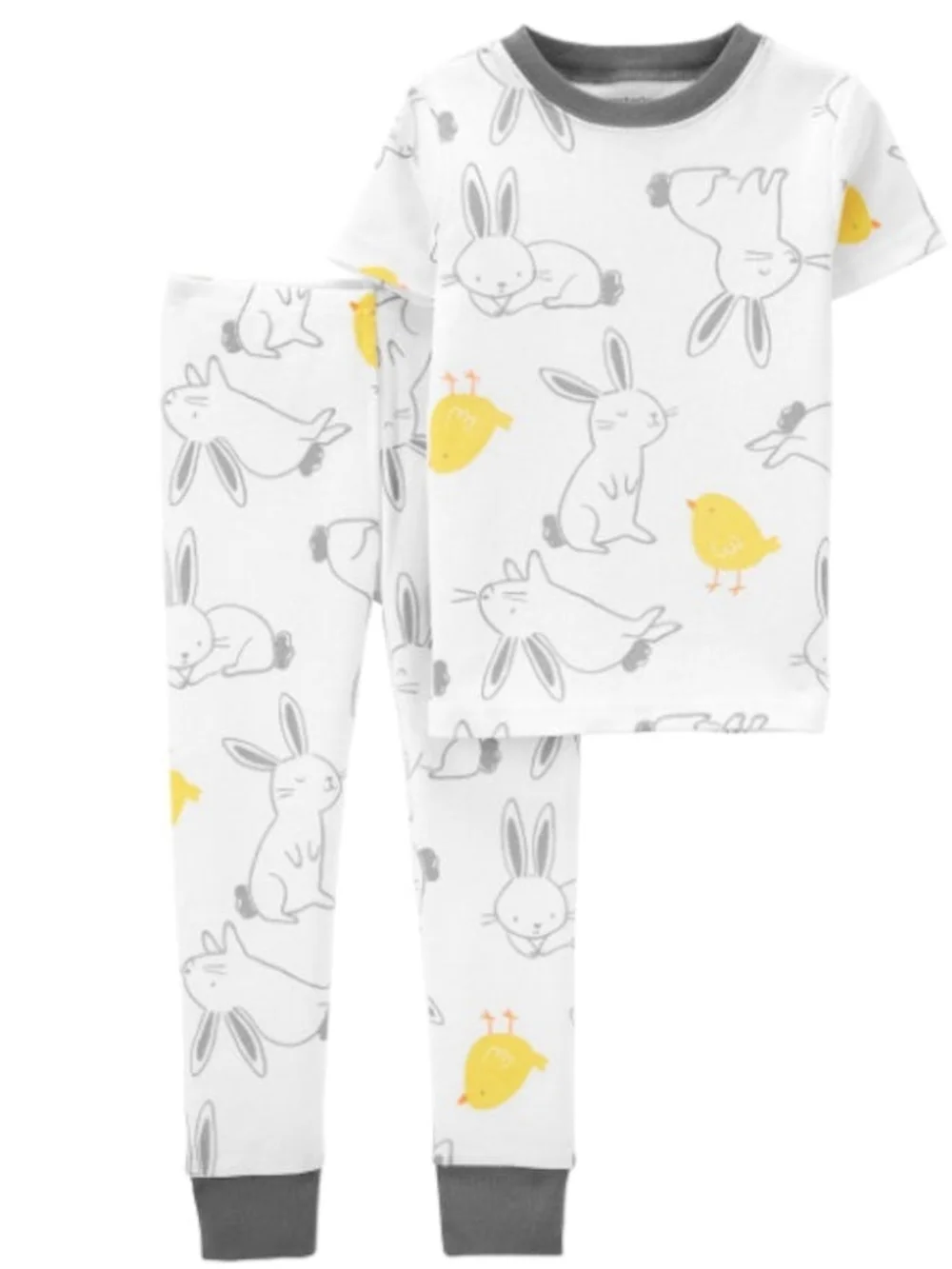 NWT Carter's Kids Bunny & Chick Pajama Set - White with Yellow & Gray